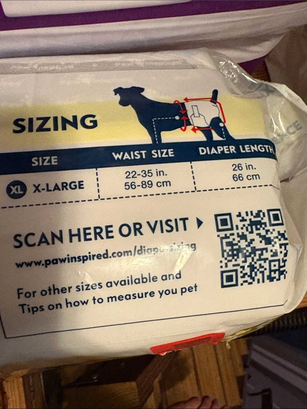 Paw Inspired disposable diapers for dogs size extra large 20 per pack